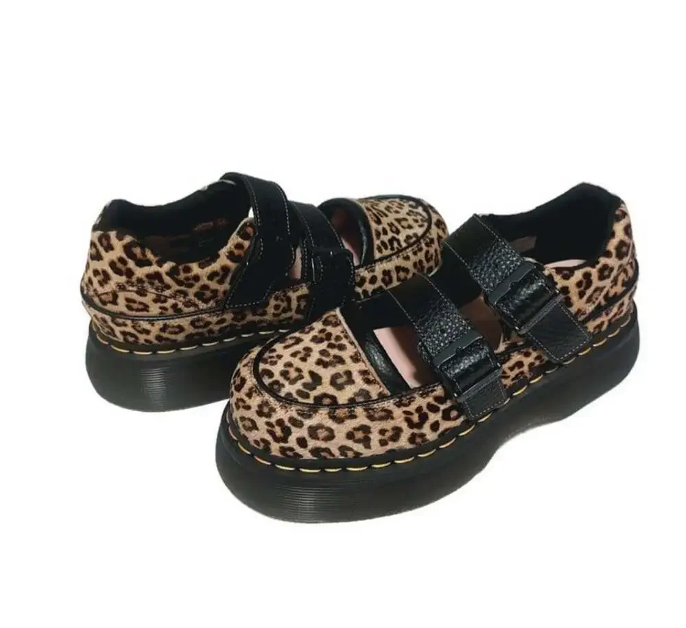 Dr Martens Buzz Leopard Print Mary Jane Platform Shoes Womens Size 6 EU 37 Docs